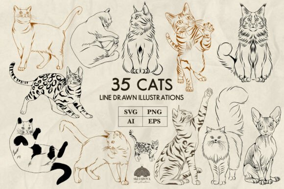 Download Cats Line Art Svg Png - Premium Resources