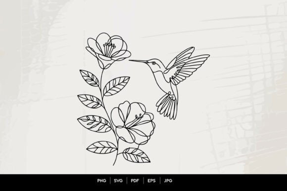 Download Hummingbird Floral Line Art SVG - Line art Collection