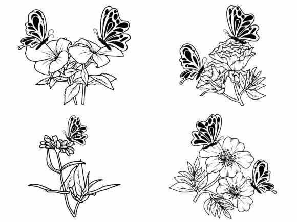 Download Butterfly Flower Line Art - Line art Collection