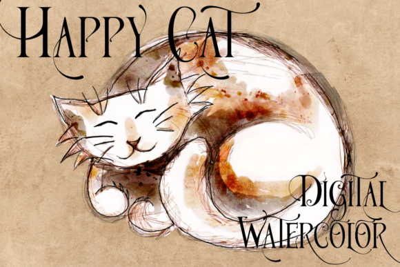 Download Happy Watercolor Cat Clipart PNG Overlay - Premium Resources
