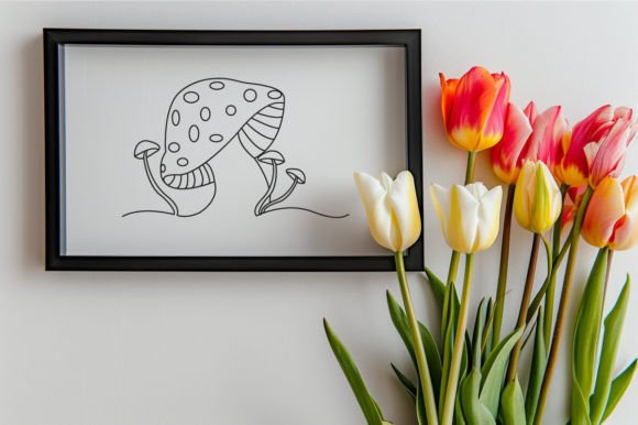Download Mushroom One Line Art Vector Drawing - Line art Collection