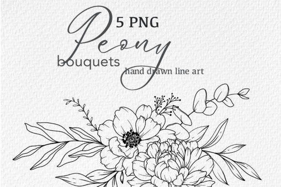 Download Peony LINE DRAWING, Floral Line Art - Line art Collection
