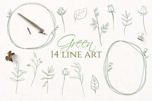 Download Green Floral Line Art - Line art Collection
