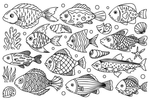 Download Fish Line Art Illustrations - Line art Collection
