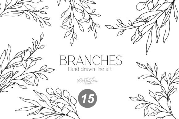 Download GREENERY LINE DRAWING, Floral Line Art - Line art Collection