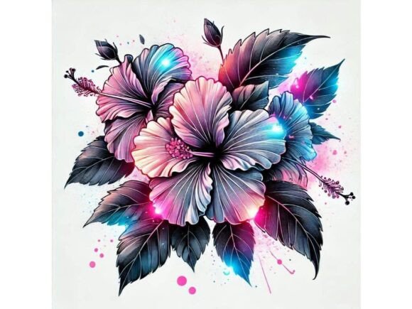 Download Hibiscus with Glowing Ink Highlights - Highlights Collection
