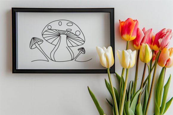 Download Mushroom One Line Art Vector Drawing - Line art Collection